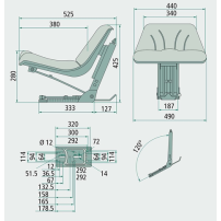 Sedile pieghevole a Culla in PVC Nero con molleggio meccanico Obliquo
