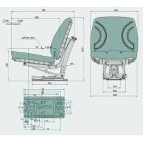 Black PVC seat with mechanical suspension