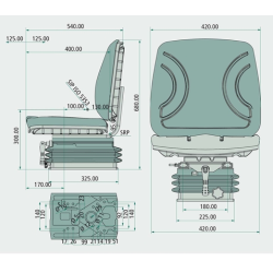 Gray Fabric Seat with Mechanical Suspension