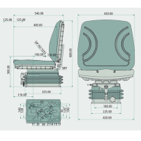 Gray Fabric Seat with Mechanical Suspension