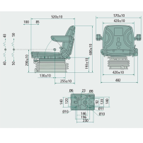 PVC seat with mechanical suspension Black