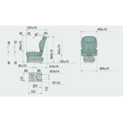 Black Fabric Seat with Reduced Gauge Mechanical Suspension