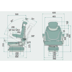 Fabric seat with mechanical suspension Grey
