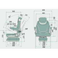 Fabric seat with mechanical suspension Grey
